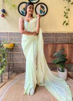 Soft Georgette Ivory Party Wear Embroidery Work Saree